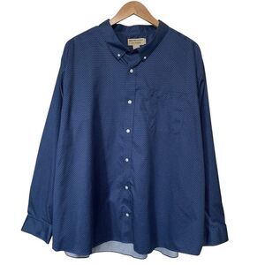 Duluth Trading Co Mens 4XL Blue Micro Square Button Down Shirt Wrinkle Fighter